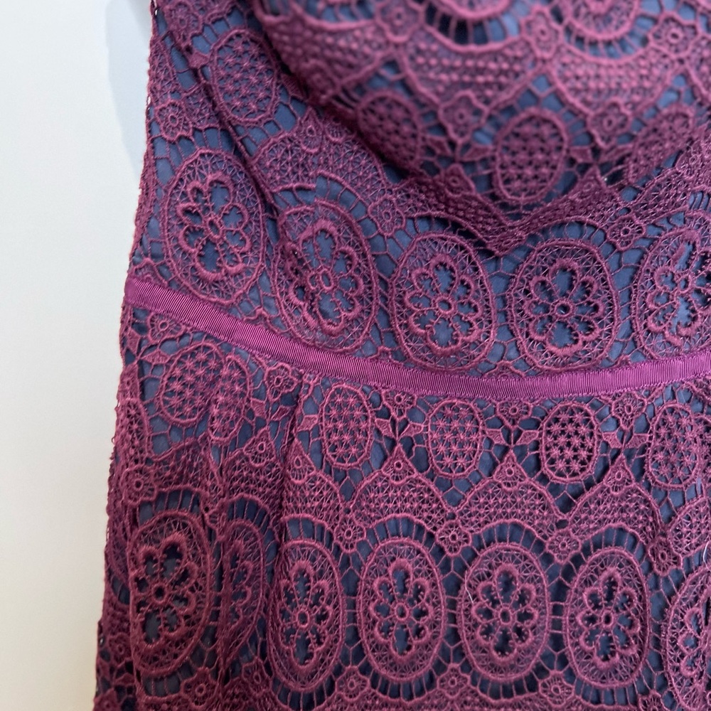 Club Monaco - 'Leandra' Pink & Purple Strapless Floral Lace Dress - size 6 - Picture 8 of 11